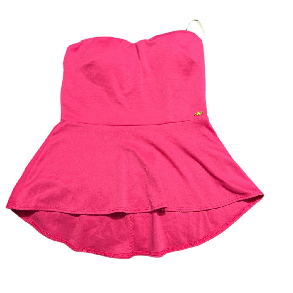 Pink Strapless Peplum Top